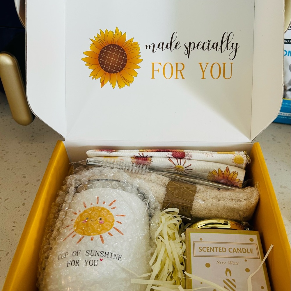 Sunflower Gift Box with Candle and  Tumbler
